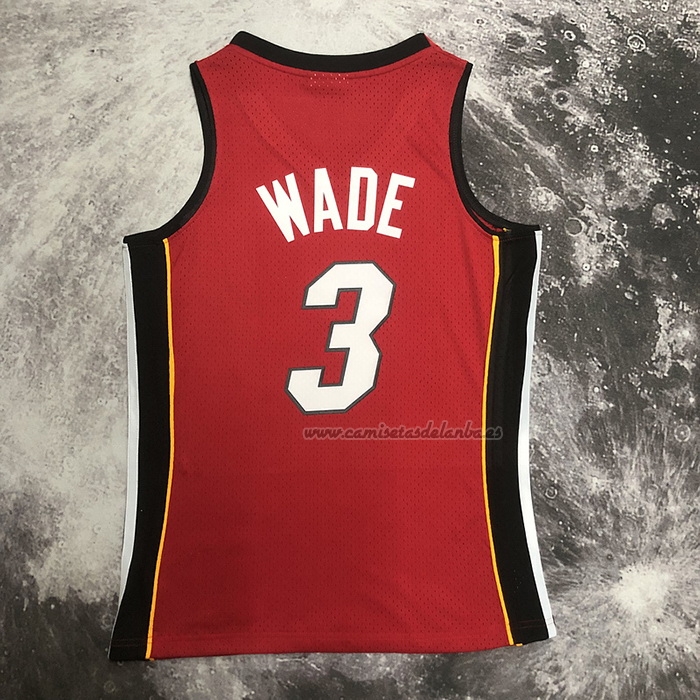 Camiseta Miami Heat Dwyane Wade NO 3 Mitchell & Ness 2005-06 Rojo